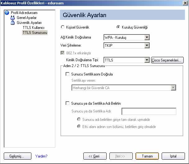 Intel Proset Kablosuz Ayarları